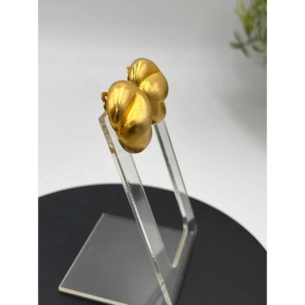 Les Bernard gold tone puffy‎ clip earrings